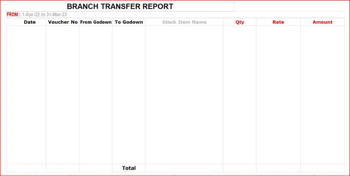 Branch Transfer Report