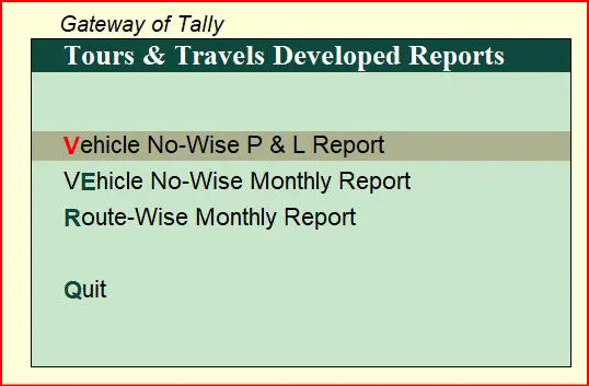 Customized Required Reports