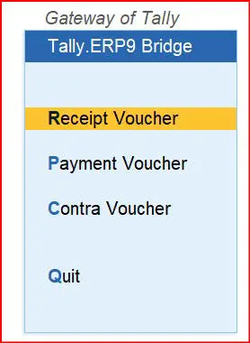 Import Payment Receipt and contra