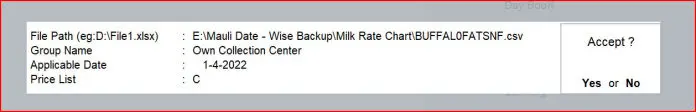 Milk Purchase Rate Import from Pendrive