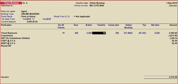 Online Booking Calculation