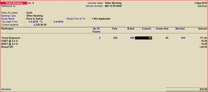 Other Booking Options and calculation